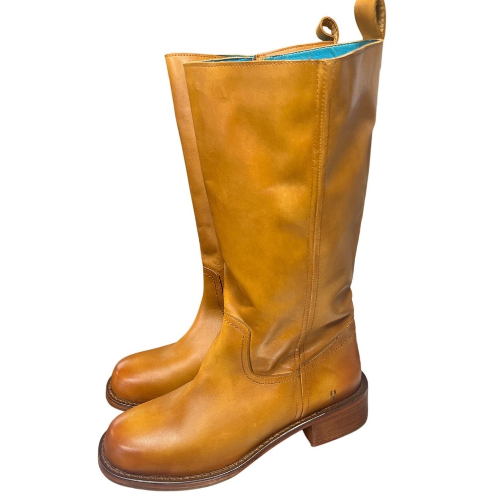 ROAN by Bed Stu Tan Burnished Leather Tall Equestrian Boots Women's 9.5 Side Zip